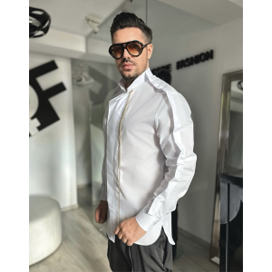 Men’s Mandarin fitted chained shirt with wave sleeves