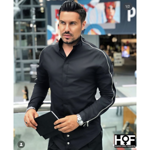 Men's fitted zipper sleeve tailor shirt.