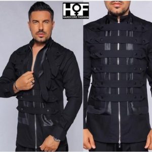 Zipped front buckle strap coat dress