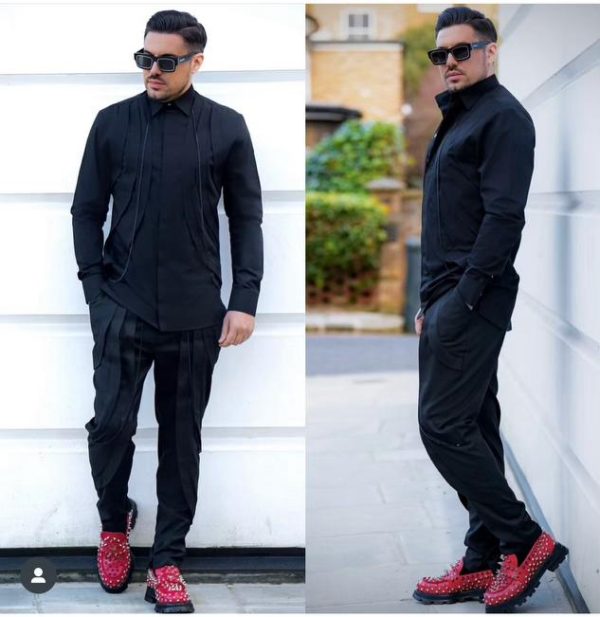 Men's Fitted Wave Shirt With Chains And Matching Pants - Image 2