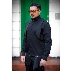 Mandarin collar with Fabric Full Sleeve Shirt with Waist Zipper