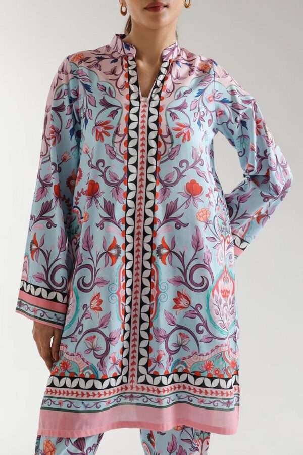 Stitched 2 piece printed shirt and printed trouser
