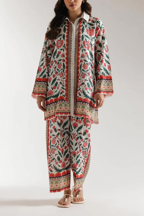Stitched 2 piece printed shirt and printed trouser